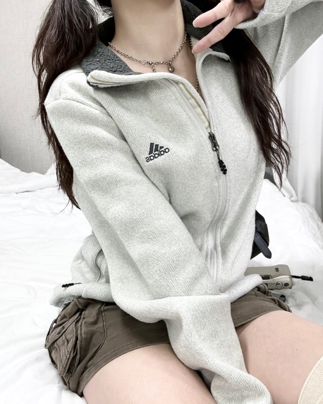 아디다스 자수로고 플리스 집업 상품이미지1