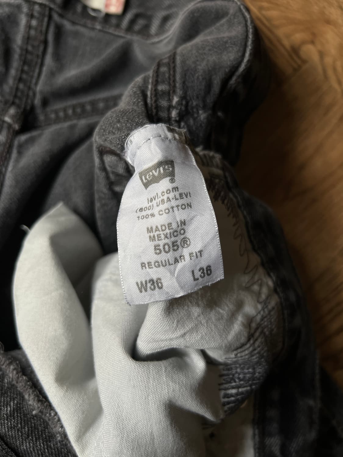 [36]00's 리바이스 505 멕시코제 빈티지 워싱 흑청 데님 팬츠 상품이미지8