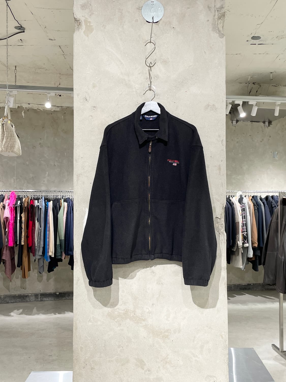 폴로 스포츠 블랙 로고 카라 집업 플리스 상품이미지1