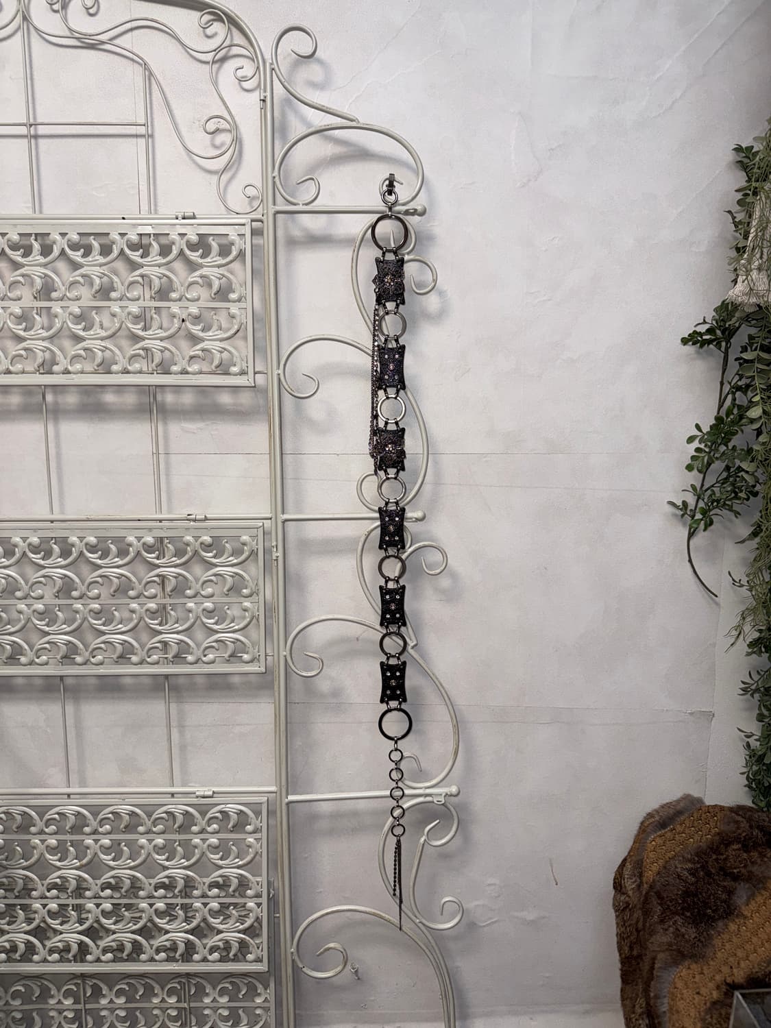 Black flower charm cubic chain belt 상품이미지4