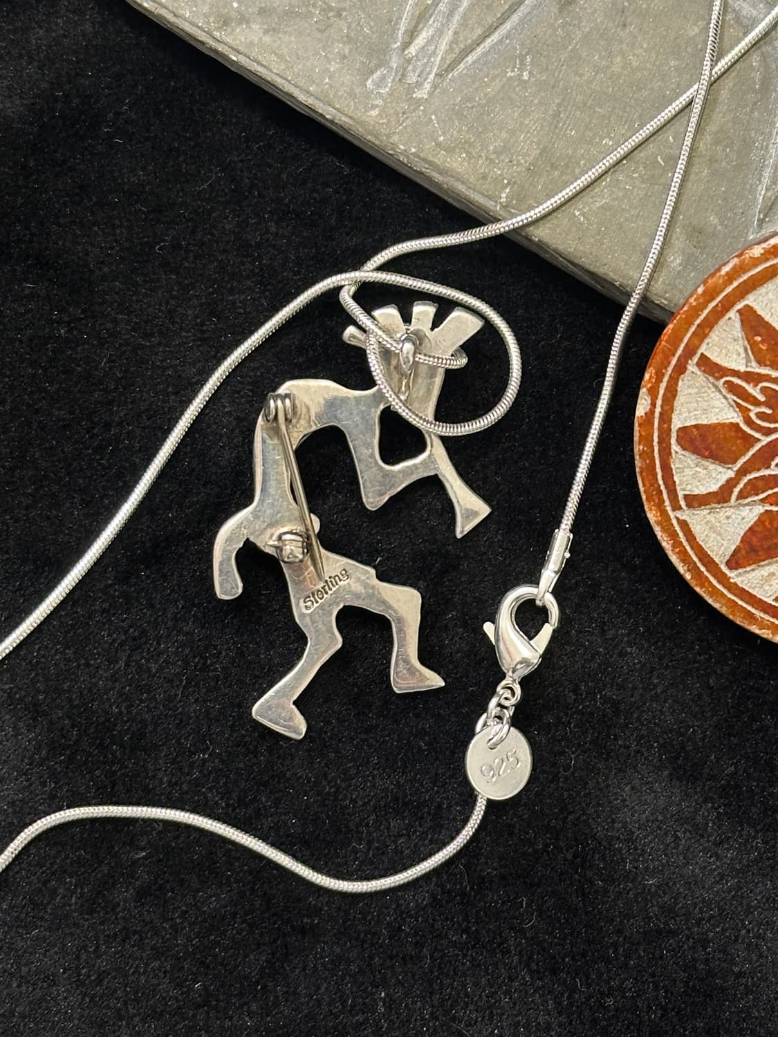 Turquoise Kokopelli Silver Pendant & Bro 상품이미지2