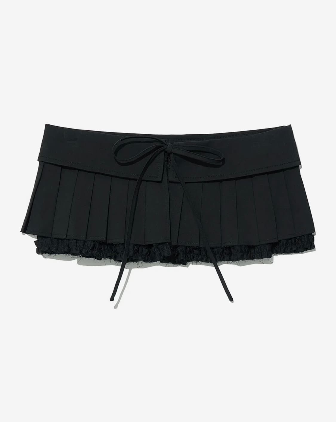 파르티멘토 우먼 턴오버 플리티드 랩 스커트 레이어드 치마 블랙 상품이미지3