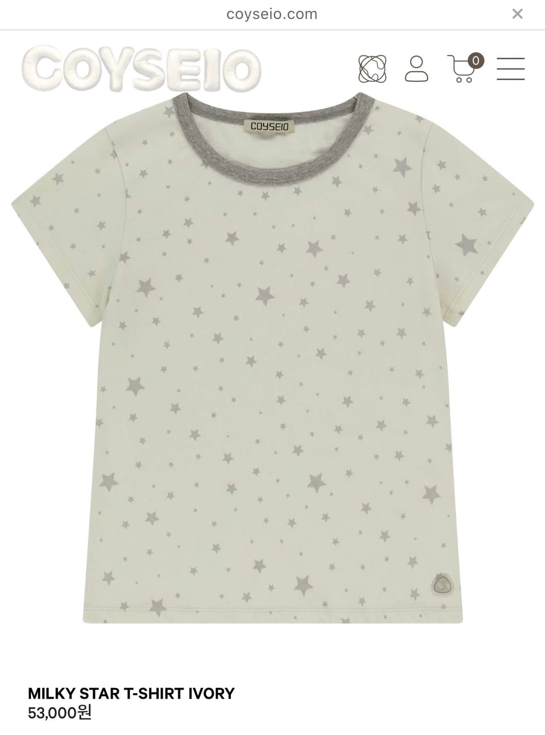 코이세이오 MILKY STAR T-SHIRT IVORY 상품이미지1