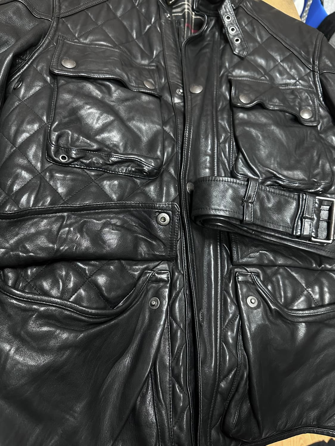 폴로 퀄팅 양가죽 모터사이클 바이커 사파리 자켓 레어 상품이미지6