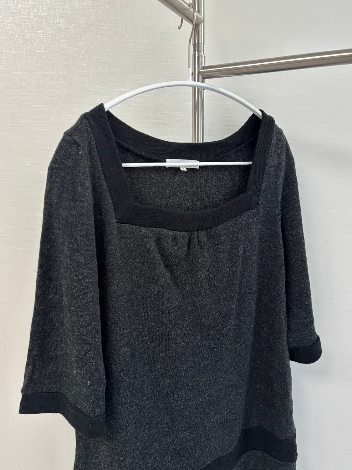 grove 스퀘어 7부 밑단 배색 원피스 상품이미지2