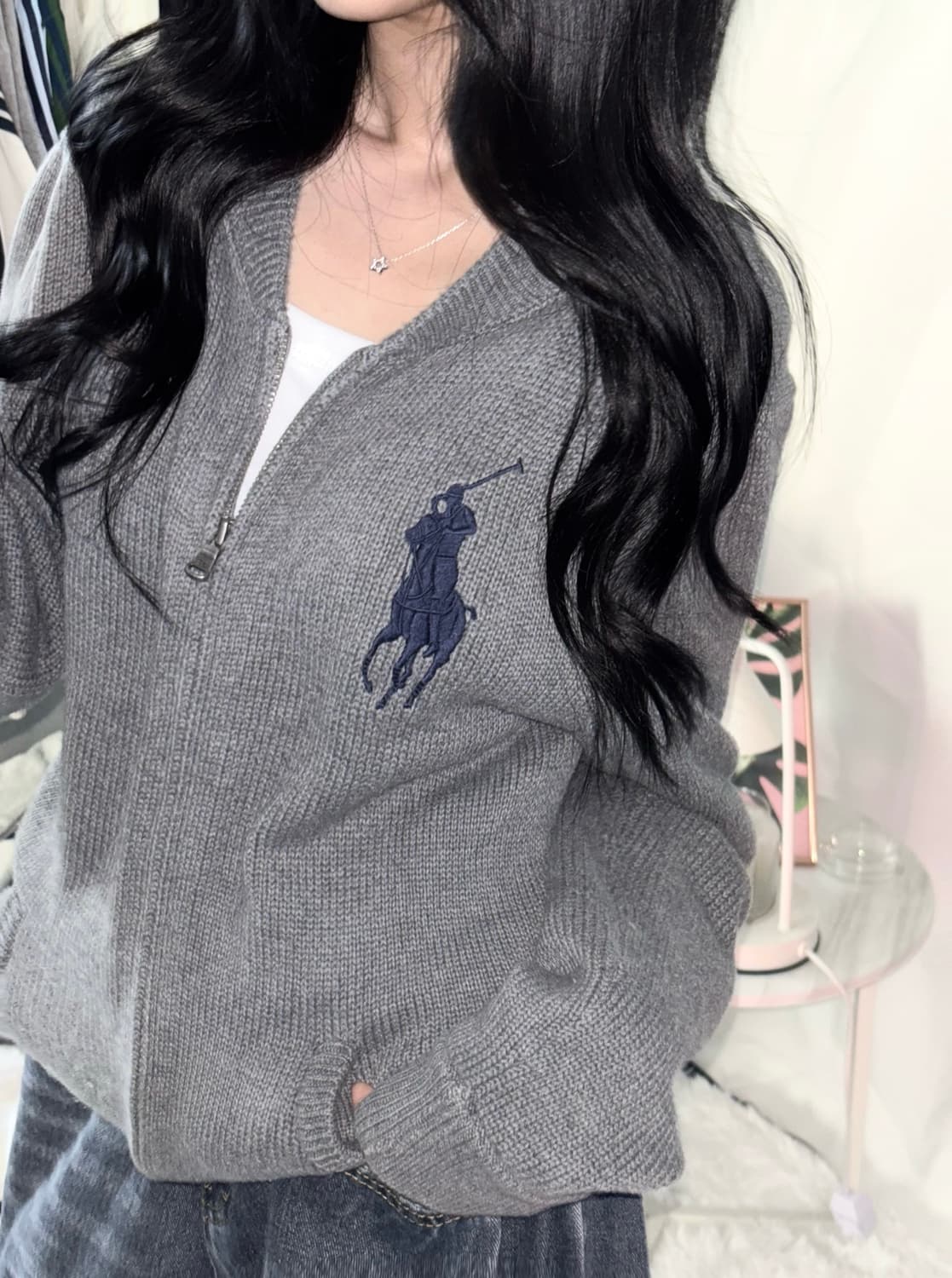 🐰폴로 랄프로렌 빅포니 희귀매물 고급 니트 집업🪽🖤 상품이미지1