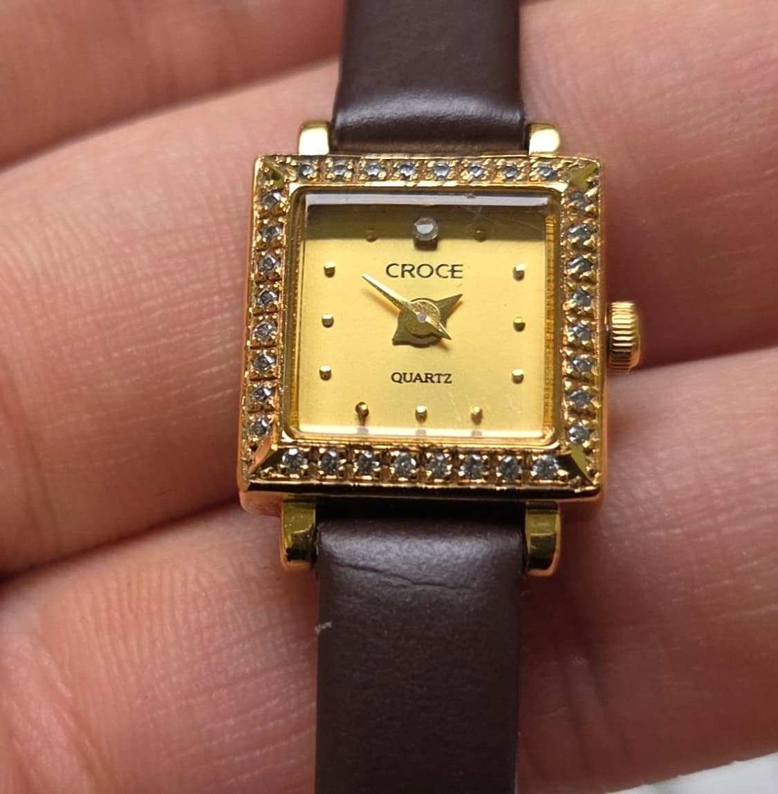 빈티지 크로체(CROCE) 미니탱크 골드다이얼 쿼츠 여성용 
 상품이미지8