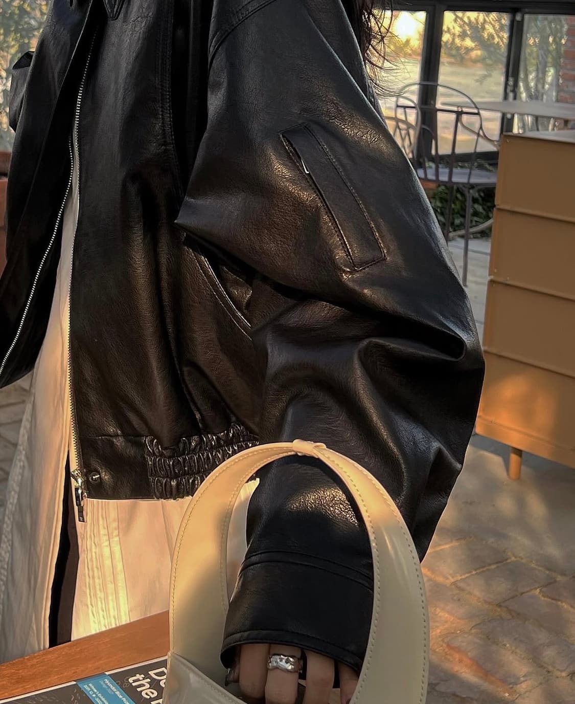 트리밍버드 플래킷 레더 블루종 재킷 상품이미지9