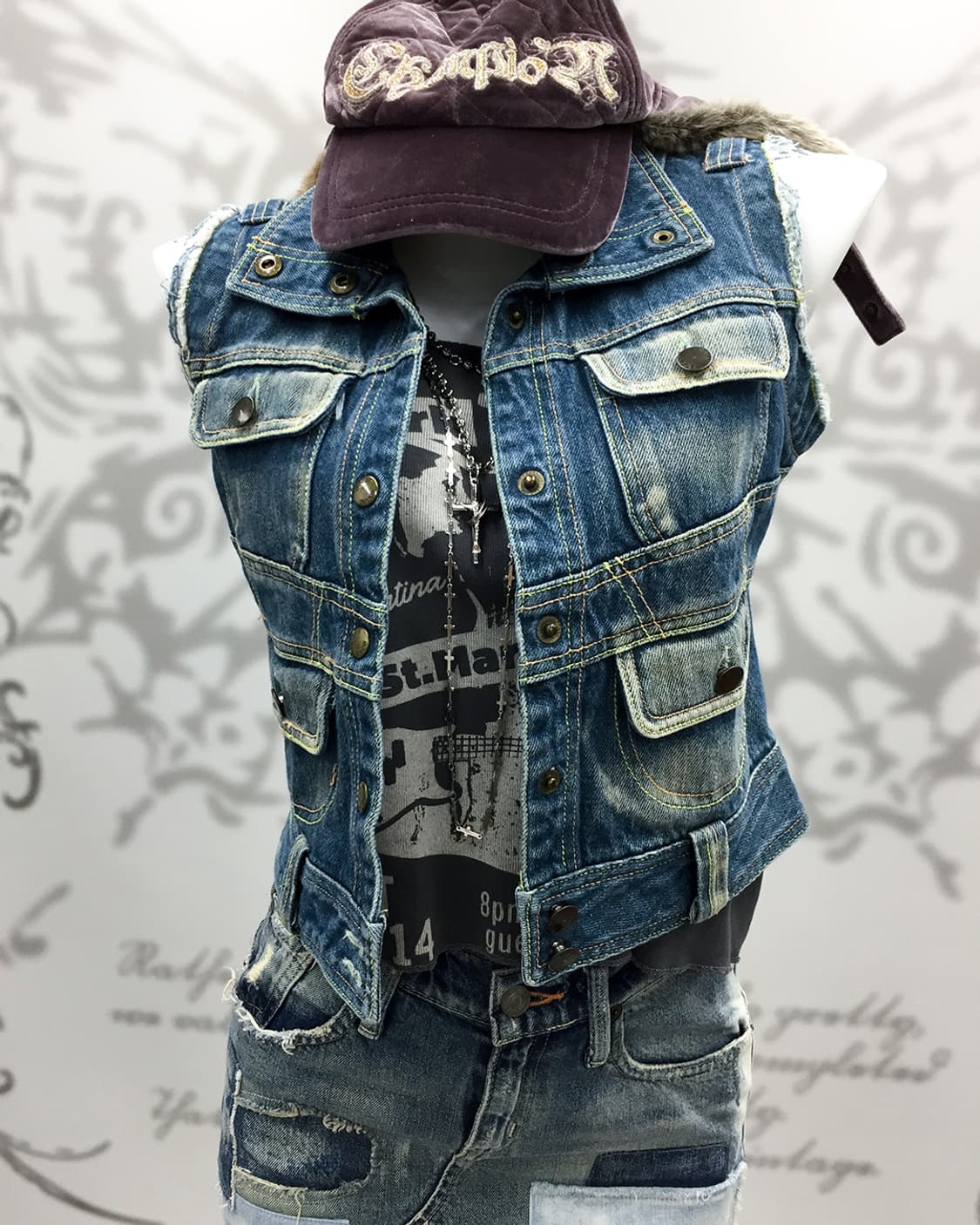Y2K denim vest 상품이미지2