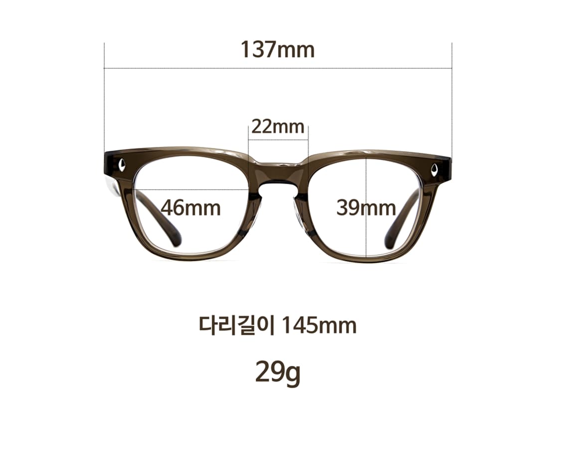 베벨컷팅,46사이즈의 카키브라운 안경, 새제품 상품이미지8