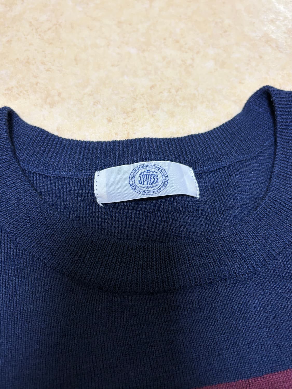 제이프레스 J.PRESS 스트라이프 니트 울100% 라운드넥 상품이미지3