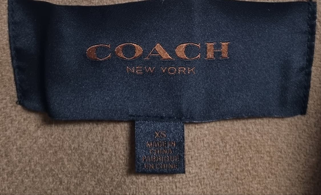 실측 오버핏 S (55) COACH 코치 연브라운+블랙 7부 코트 상품이미지3