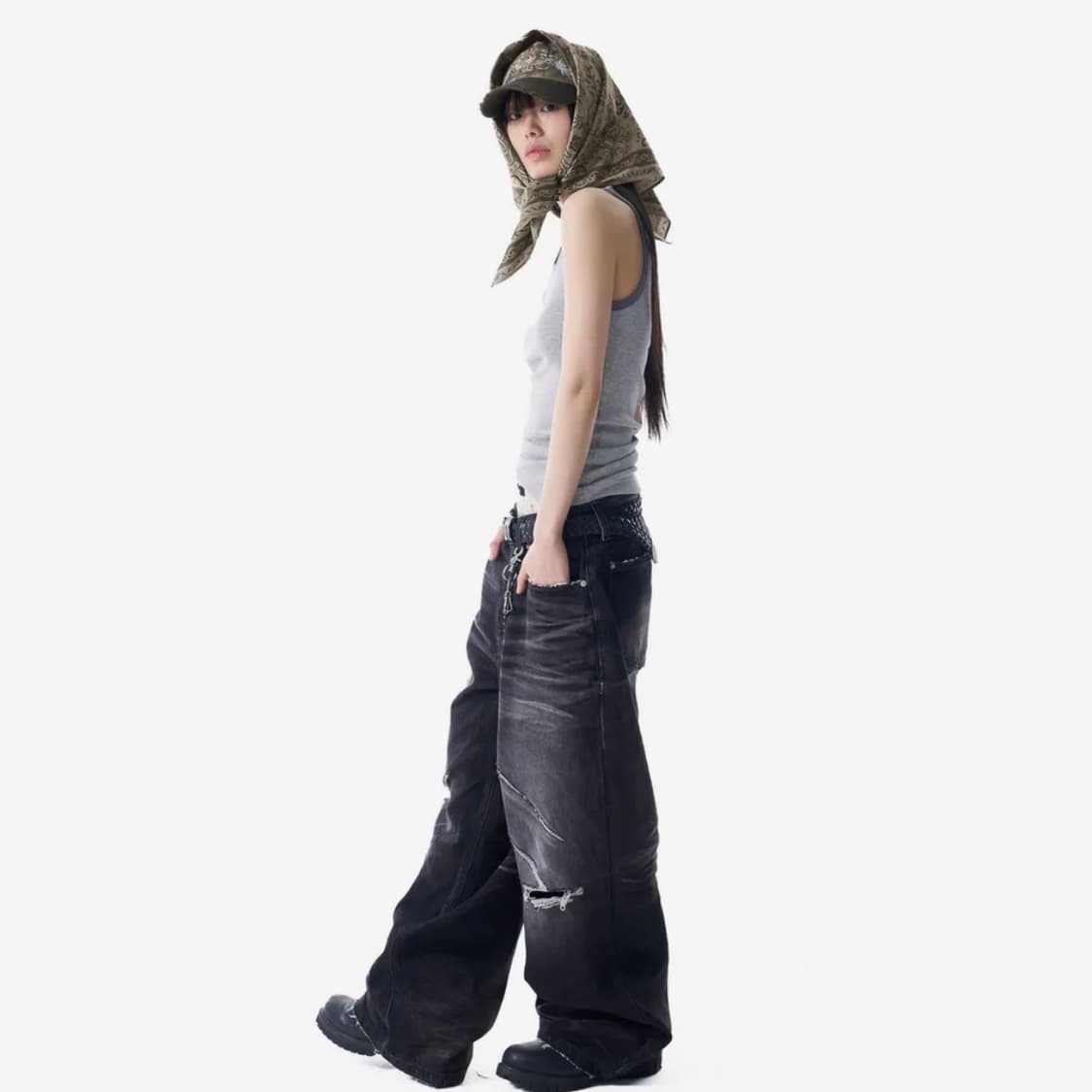 아캄 VTG Embo washed 데님 팬츠 상품이미지5