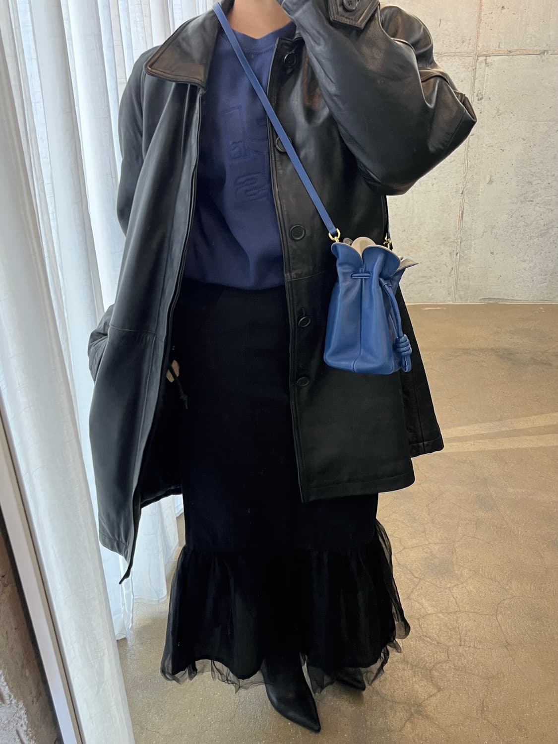 90s lambskin 양가죽  미디자켓 블랙 상품이미지5