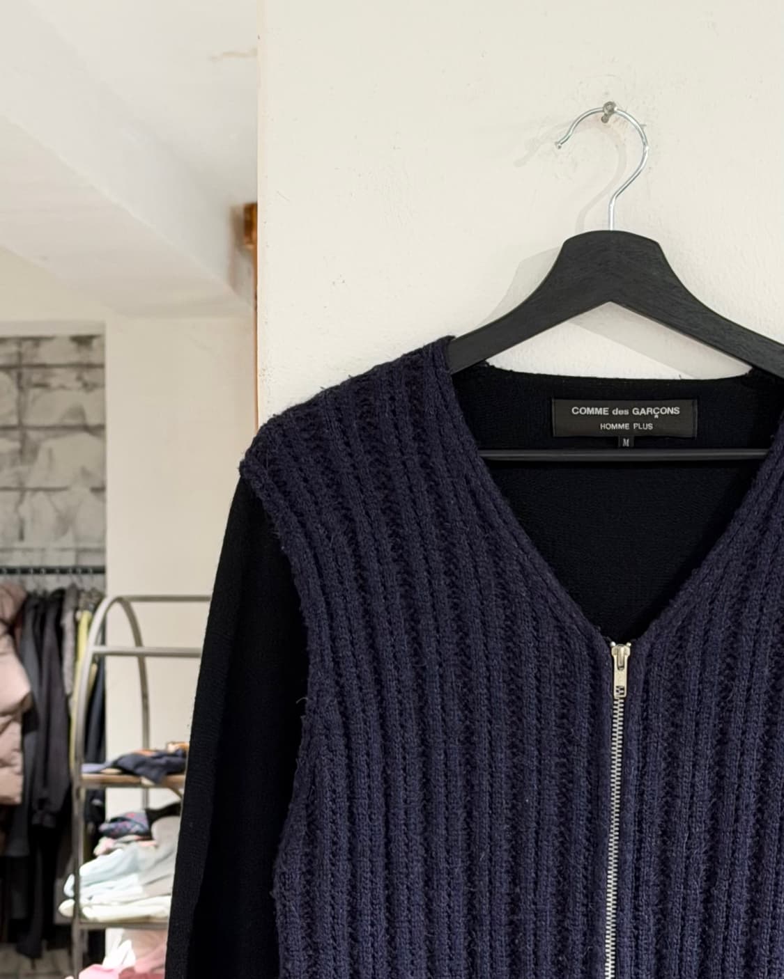 꼼데가르송 옴므 플러스 네이비 그라데이션 니트 집업  상품이미지2