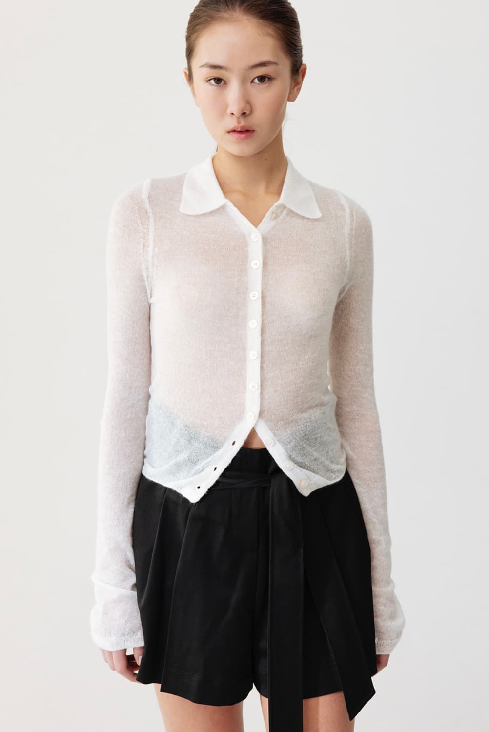 더티스 시스루 카라 가디건 민트 상품이미지2