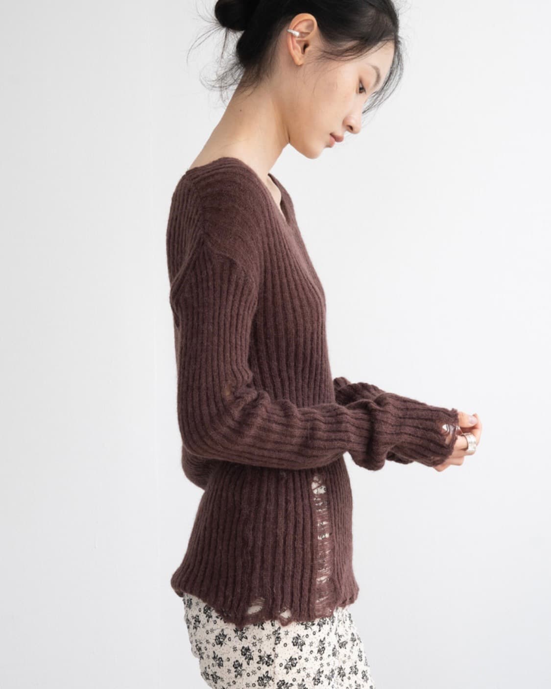 Damage V Knit (Wine) 상품이미지3