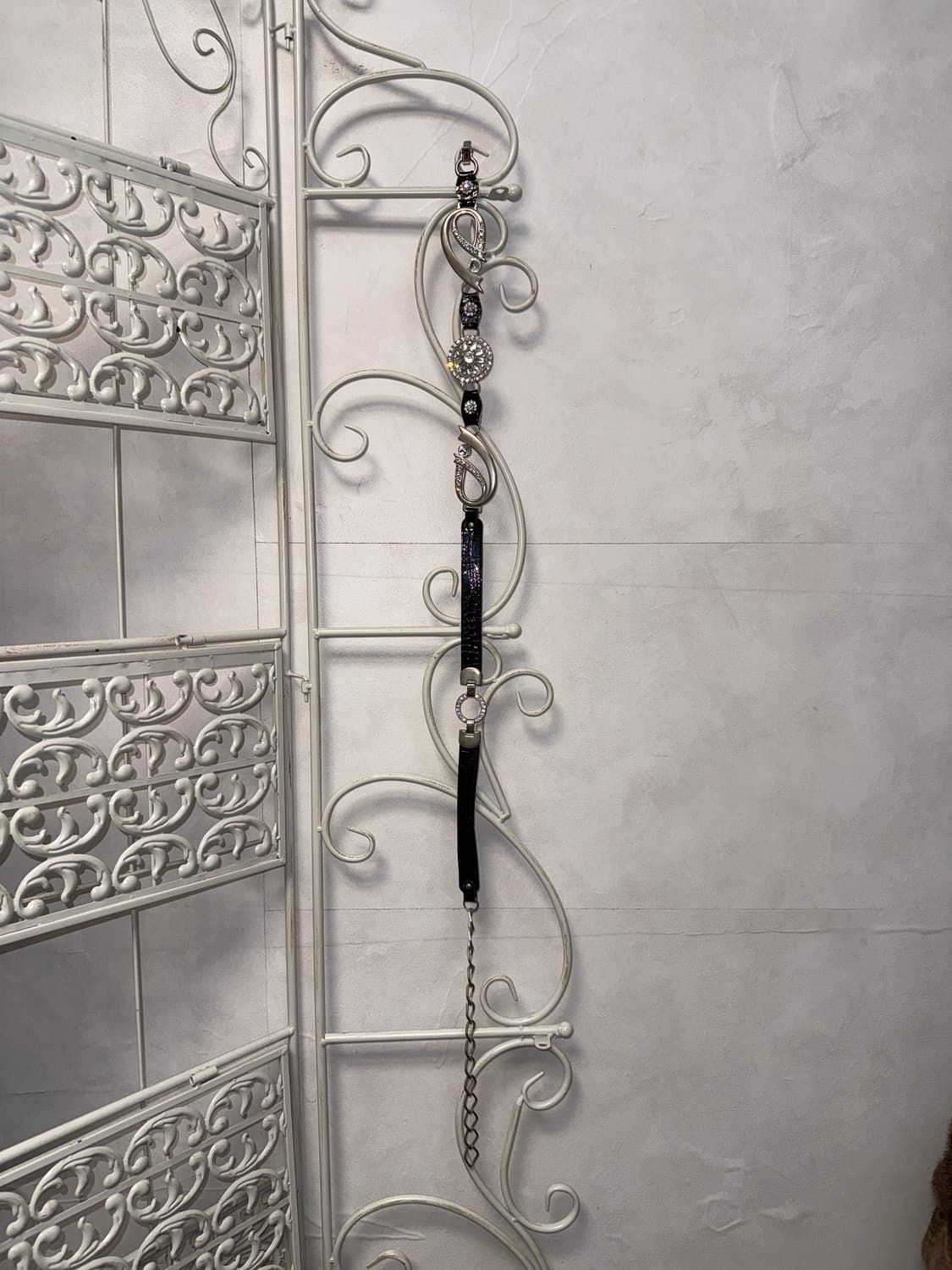 Black flower ribbon cubic chain belt 상품이미지5