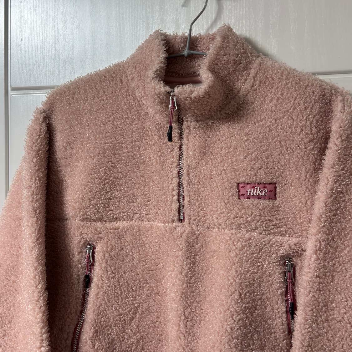나이키 핑크 크롭 플리스 후리스 반집업 상품이미지3