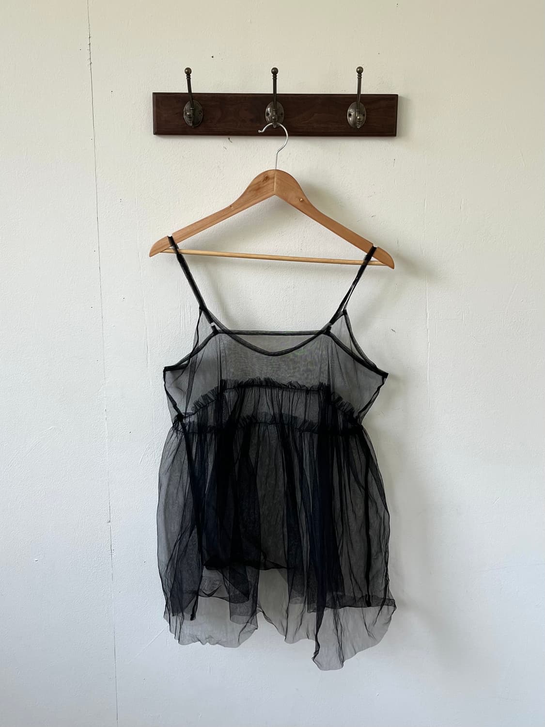 WHIRLWIND 블랙 시스루 레이어드 탑 상품이미지1