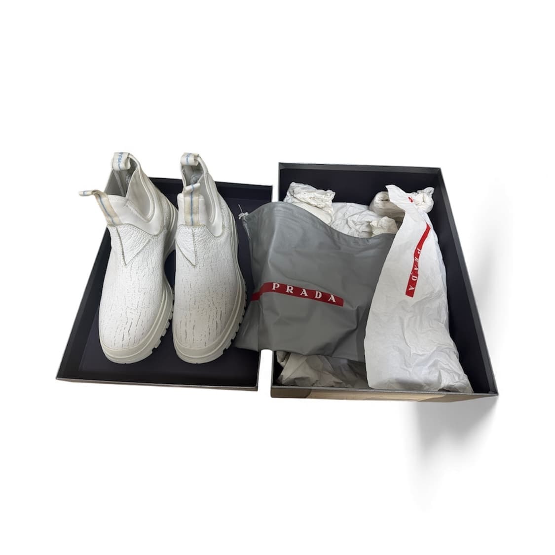 프라다18a/w brixxen 크랙 화이트레더부츠/41 상품이미지5