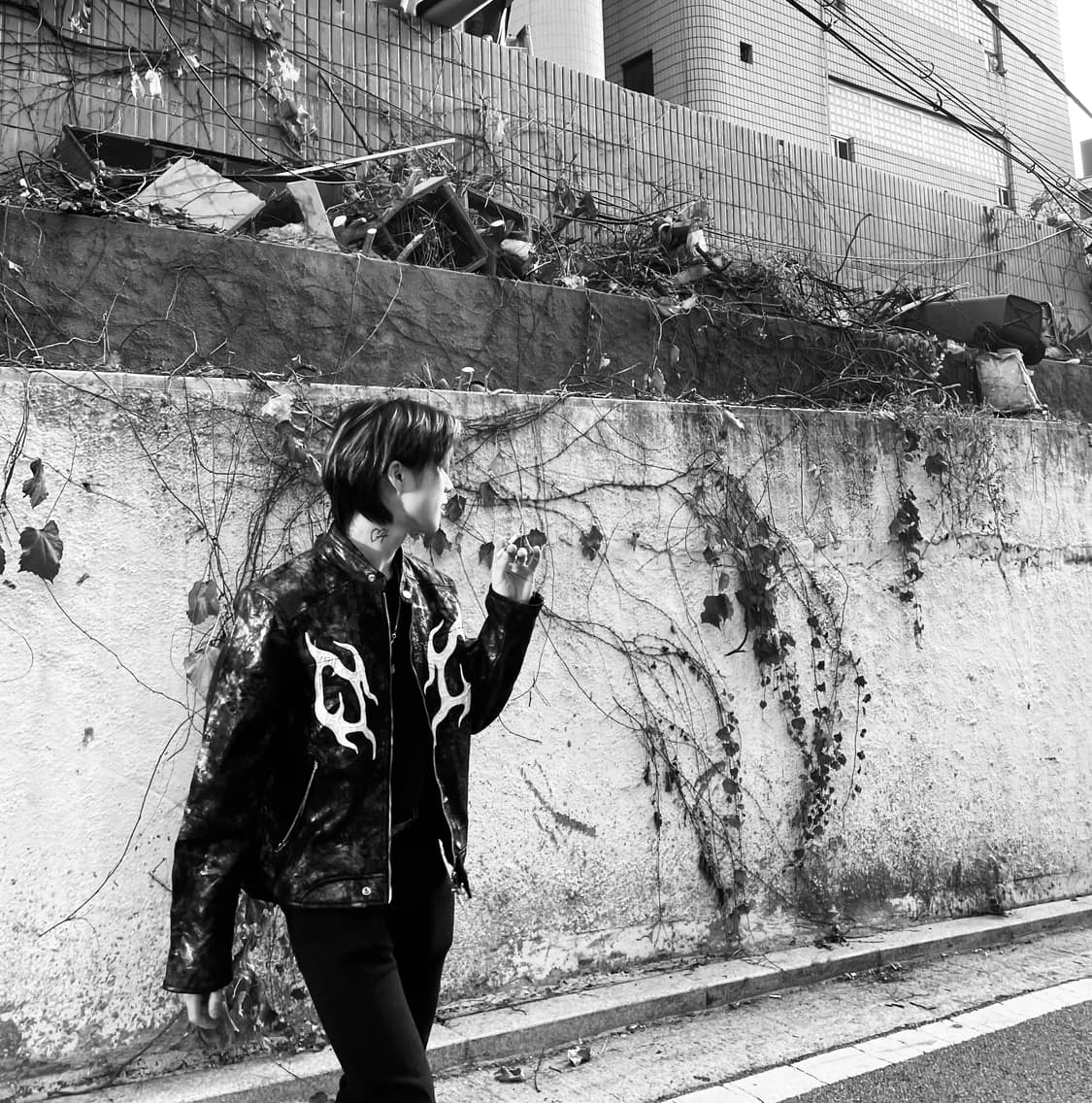 DND4DES PU레더 그래픽 모터사이클 자켓 (블랙) 상품이미지7