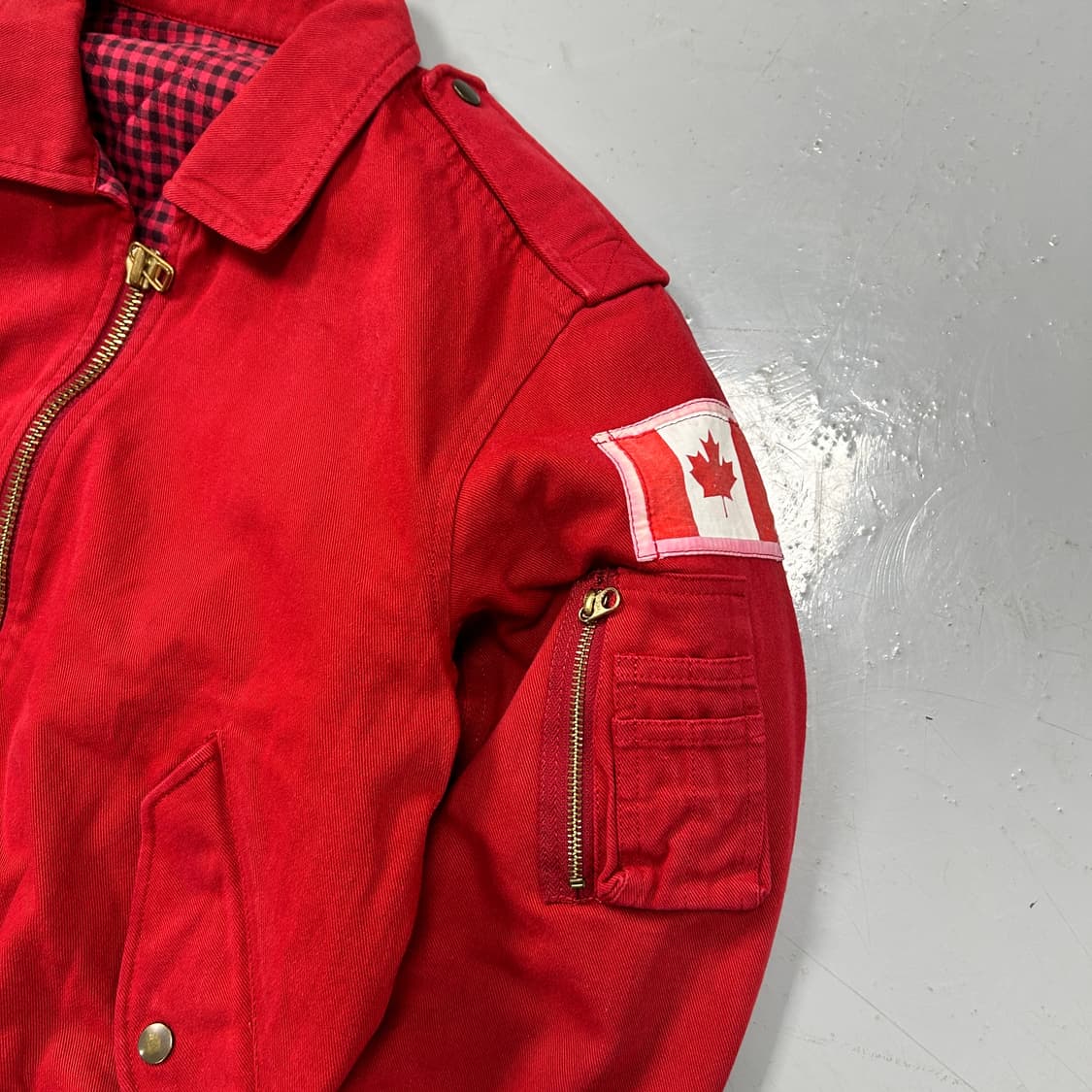 90s 핑크하우스 레드 봄버 자켓  상품이미지4