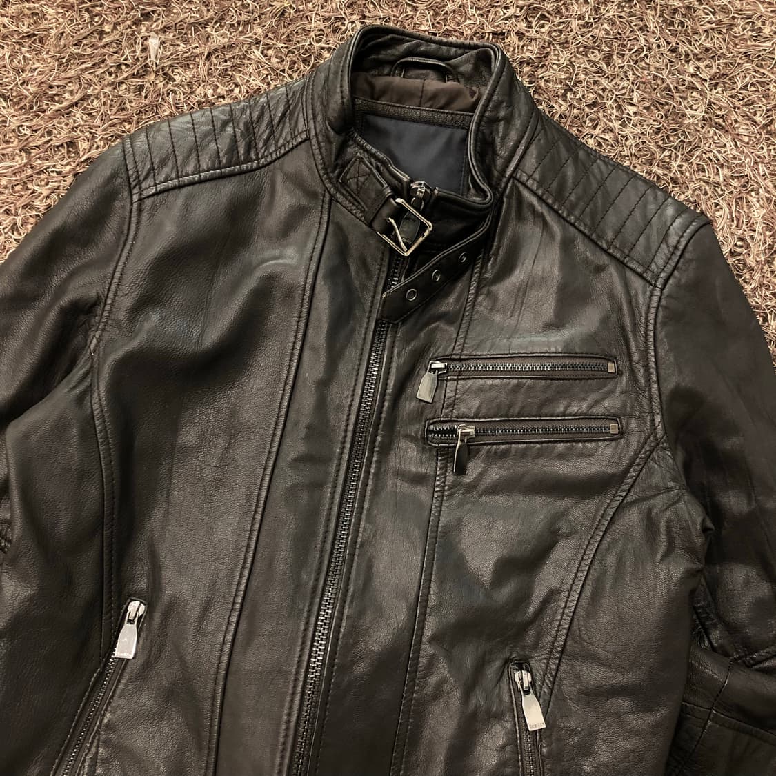 자라 고트스킨 염소가죽 바이커 레더 가죽 자켓 상품이미지2