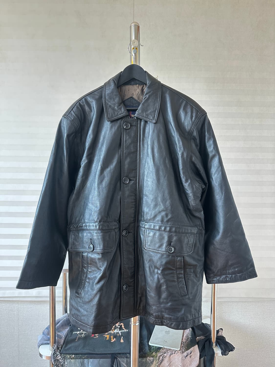 90s Lambskin Leather Car Coat 상품이미지1