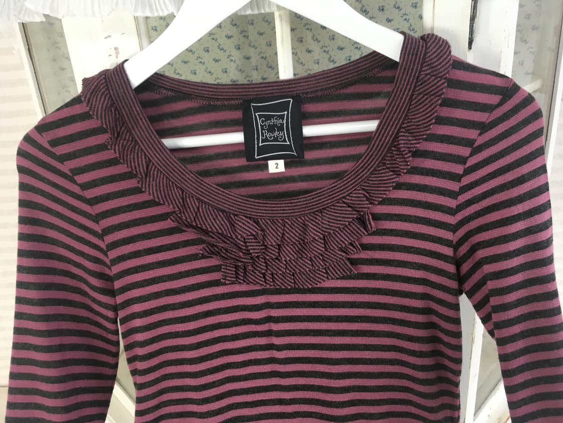 jpn vintage pink stripe frill knit 상품이미지9