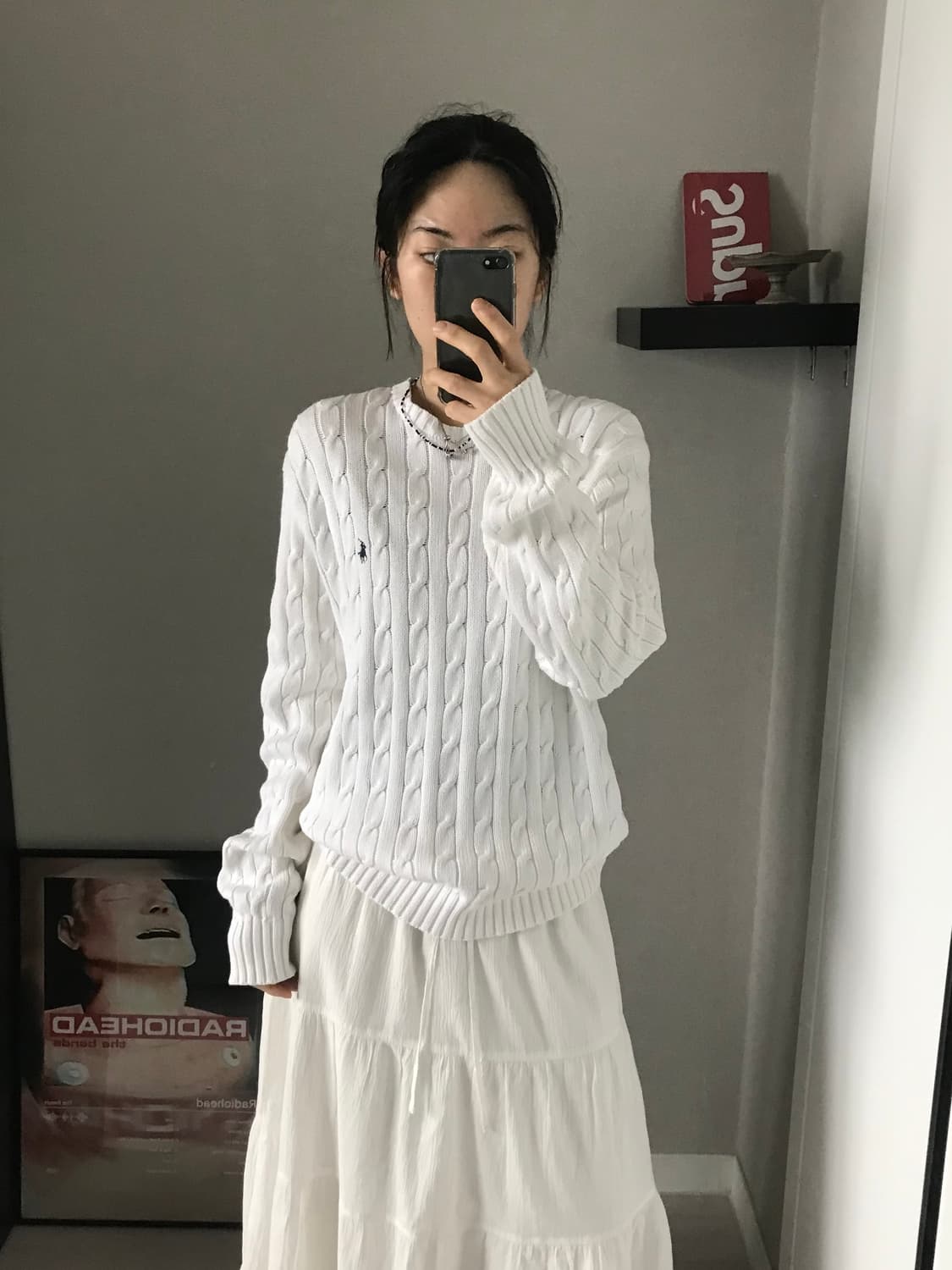 폴로 랄프로렌 포니 로고 화이트 케이블 니트 상품이미지4