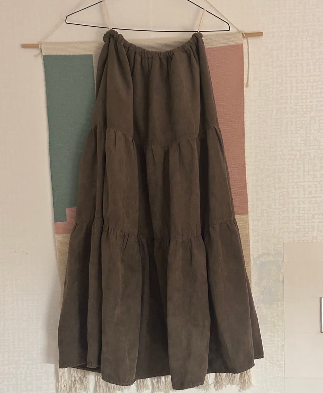 스웨이드 롱 티어드 캉캉 스커트 모리 상품이미지1