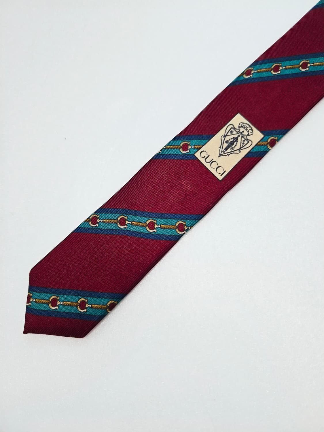 구찌 버건디 체인 실크 넥타이 상품이미지4