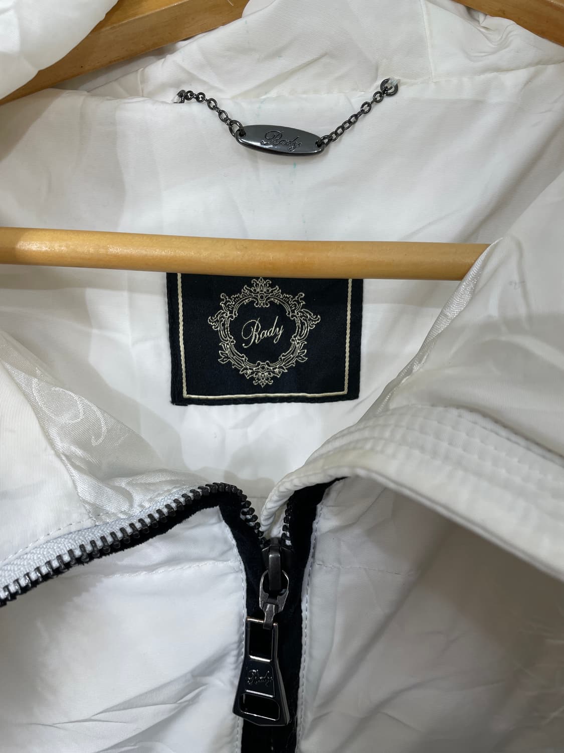 일본빈티지 울프죠 퍼 후드 화이트 패딩 점퍼 M 상품이미지7