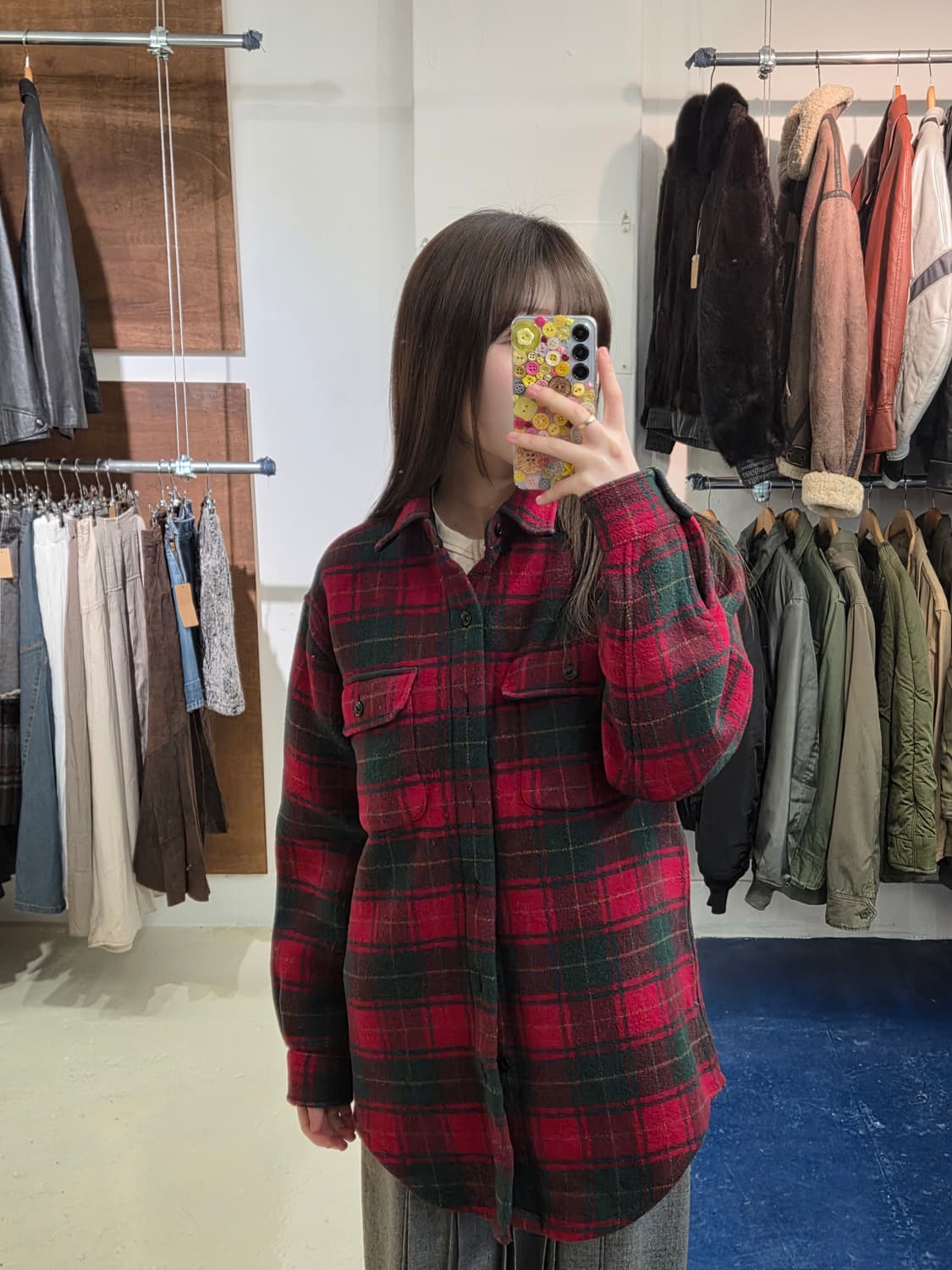 1990s PRL 폴로 랄프로렌 타탄체크 플리스 셔츠 상품이미지3