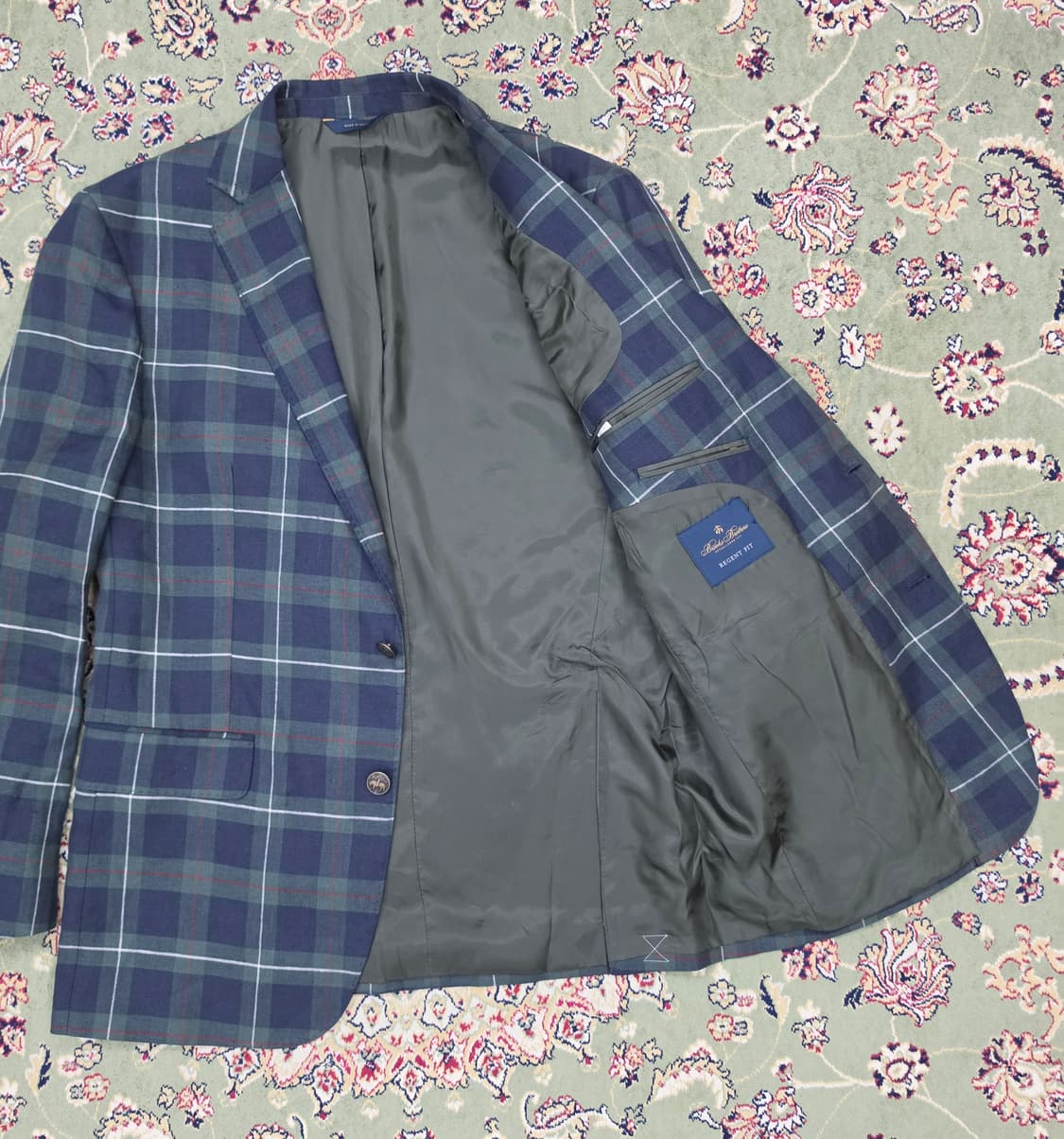 [새상품/최종할인] 브룩스 브라더스 그린체크 린넨 2버튼 자켓42R 상품이미지2