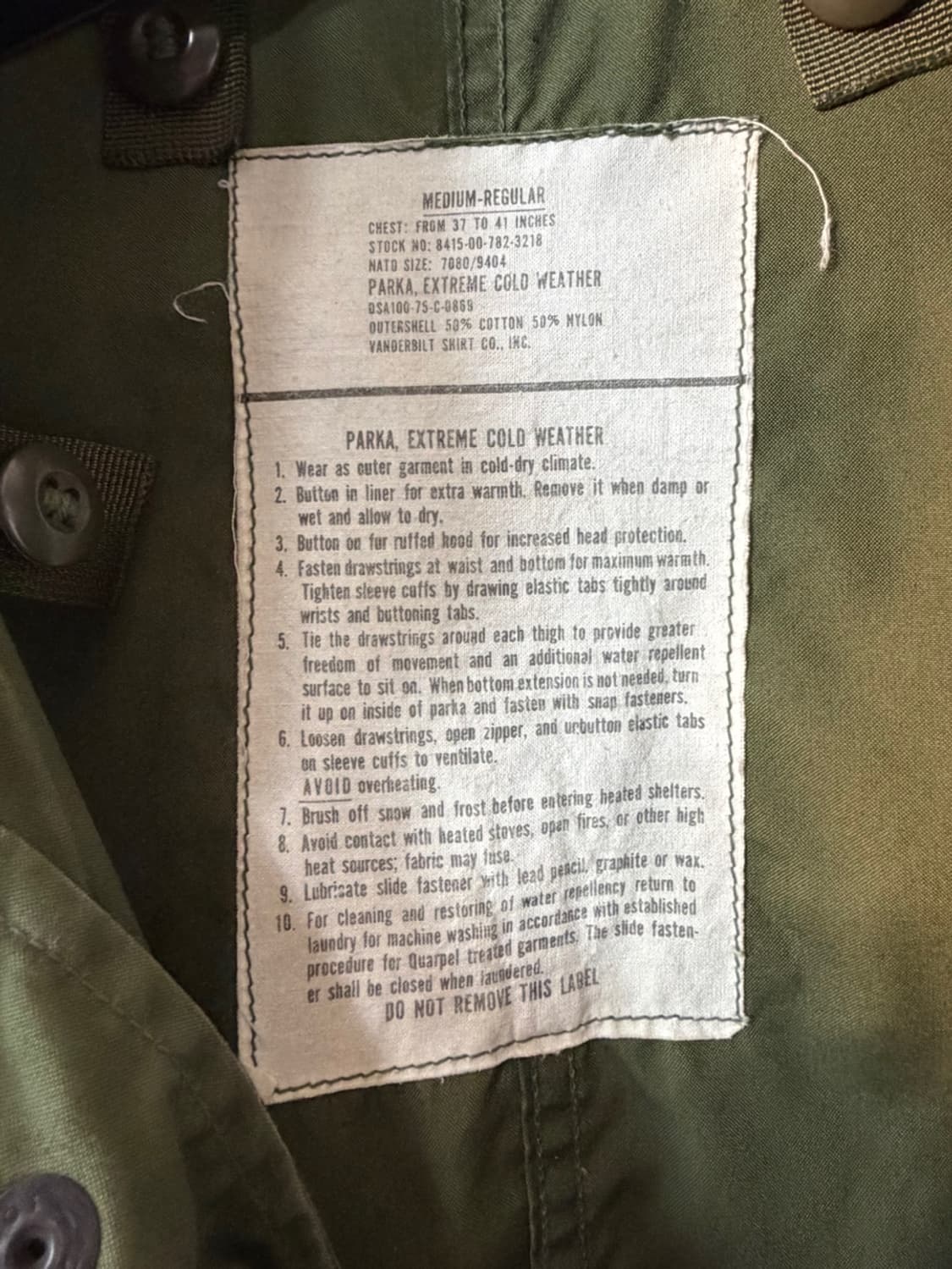 70s 미육군 오리지널 M65 피시테일 파카  상품이미지8