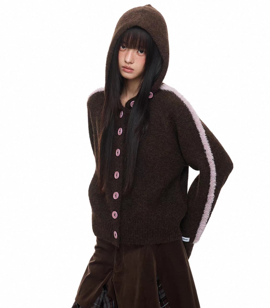 JIKOO 지쿠 울 후드 가디건 브라운 상품이미지1