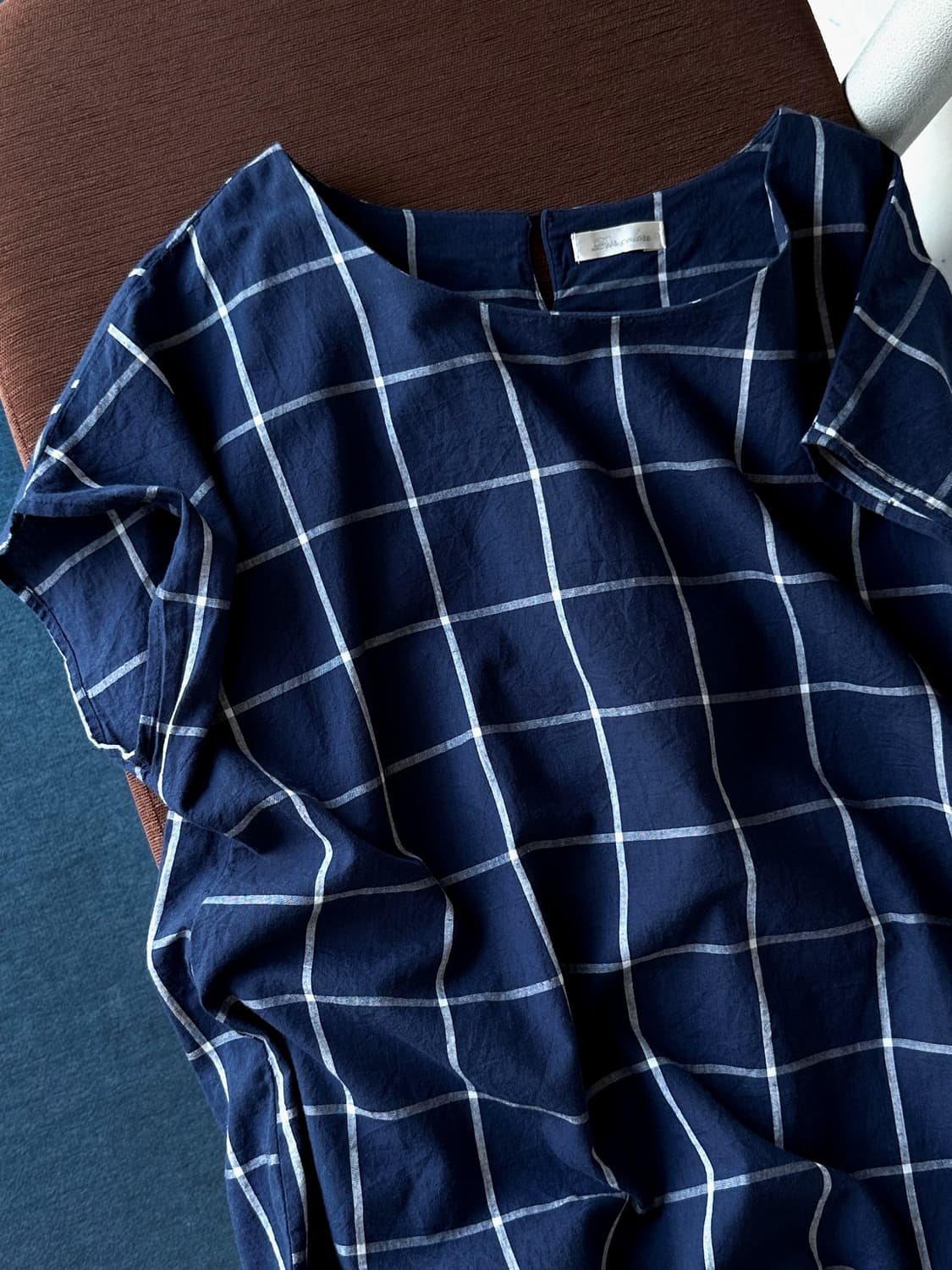 Wide design check pullover shirt top 상품이미지2