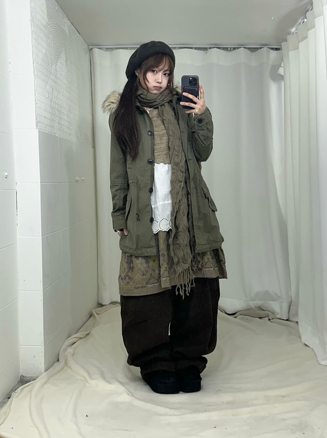 카키 고전 모리걸 야상 코디세트 상품이미지1