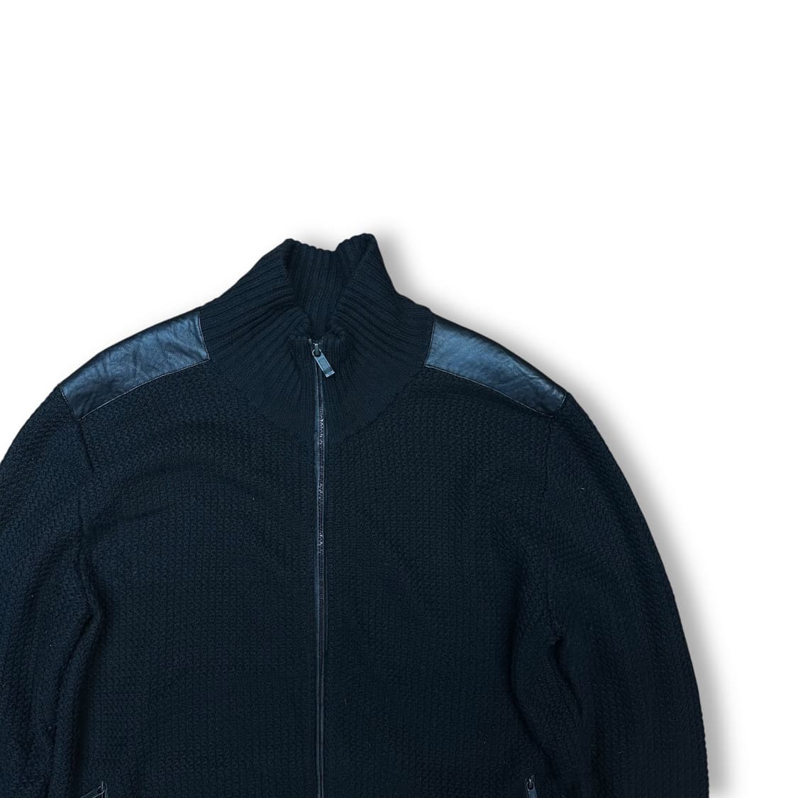 제냐스포츠 레더패치 니트 집업 상품이미지2