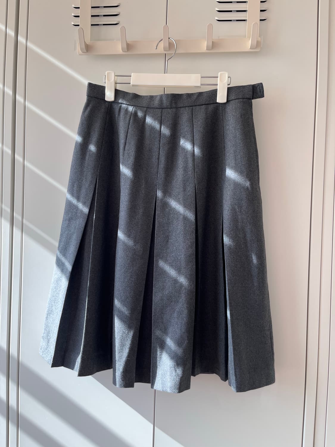 imaginab 그레이 플리츠 주름 울 롱스커트 상품이미지4