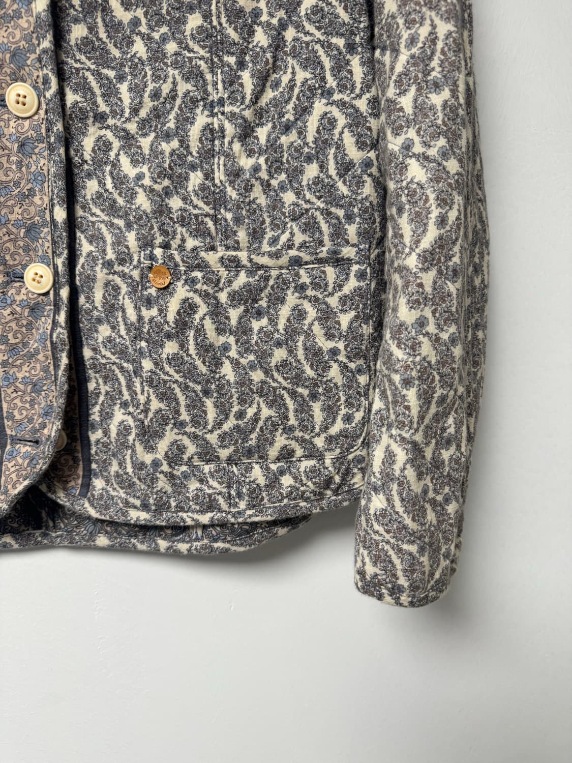 써스데이아일랜드 페이즐리 패턴 노카라 퀄팅 자켓 S 상품이미지3