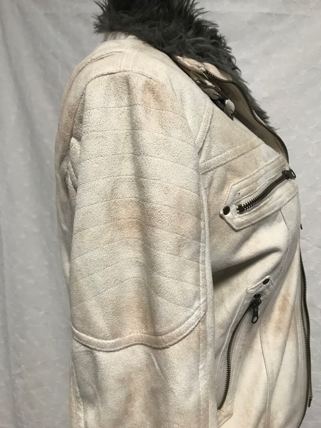 택포•빈티지 00s vkei 아카이브 퍼 트리밍 스웨이드 무스탕 점퍼 상품이미지9