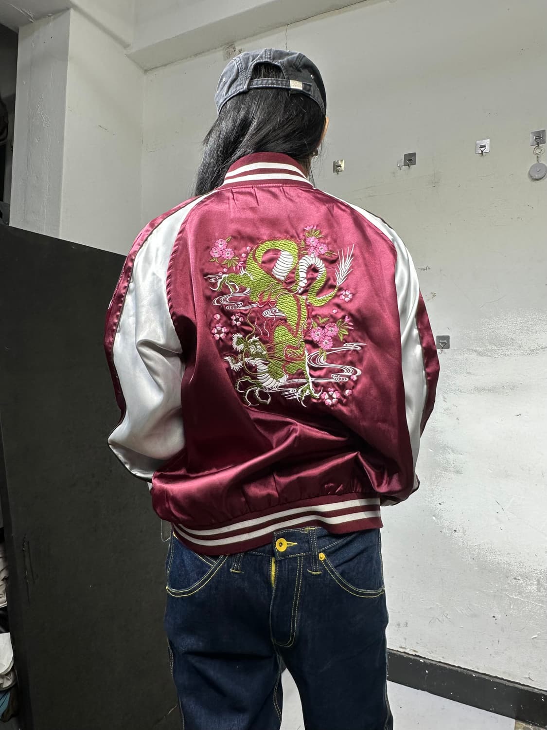 Jpn 일본빈티지 재패니즈 오리엔탈 런 버건지 용 스카잔 자켓 상품이미지5