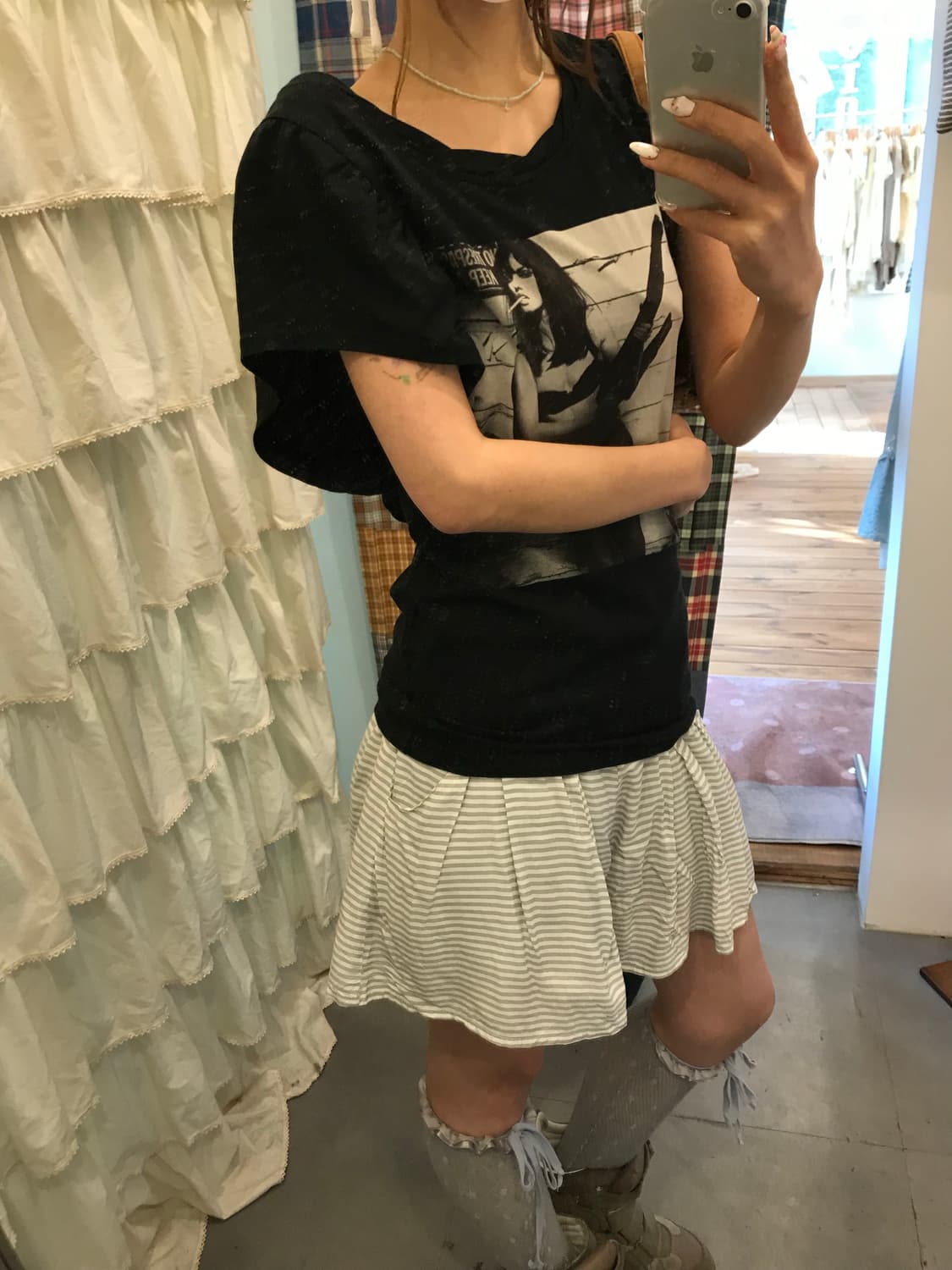 히스테릭글래머 블랙 셔링 히스걸 티셔츠 상품이미지6