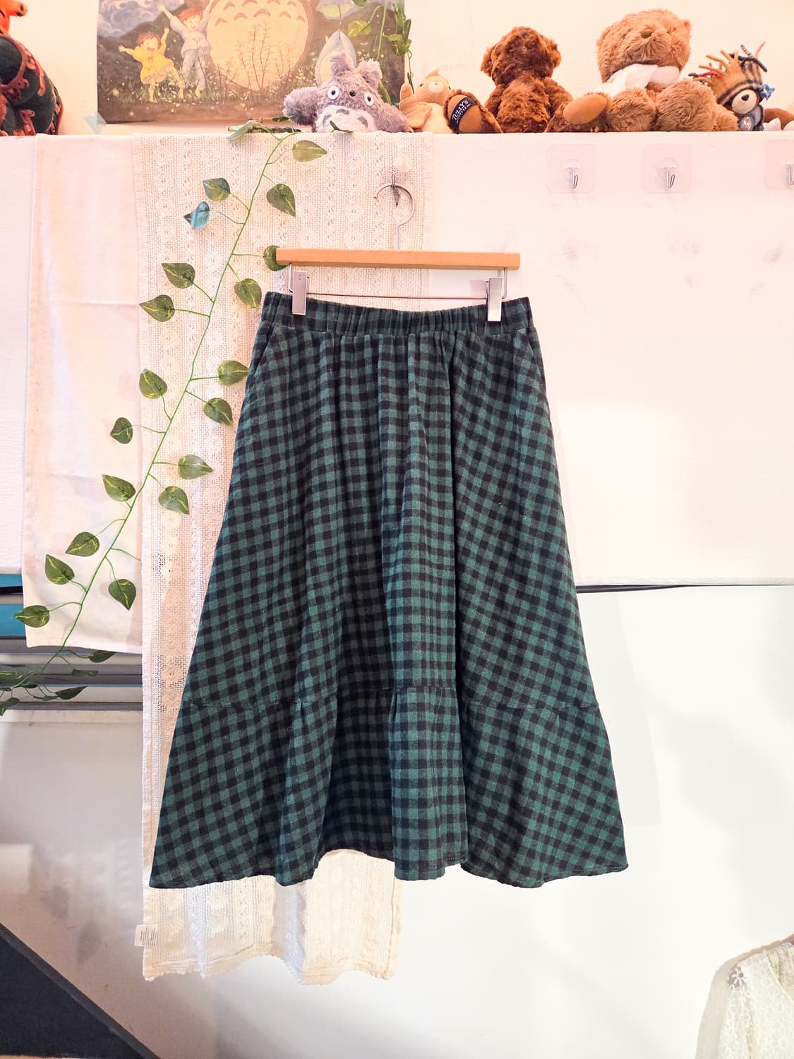 초록 체크 스커트 상품이미지1