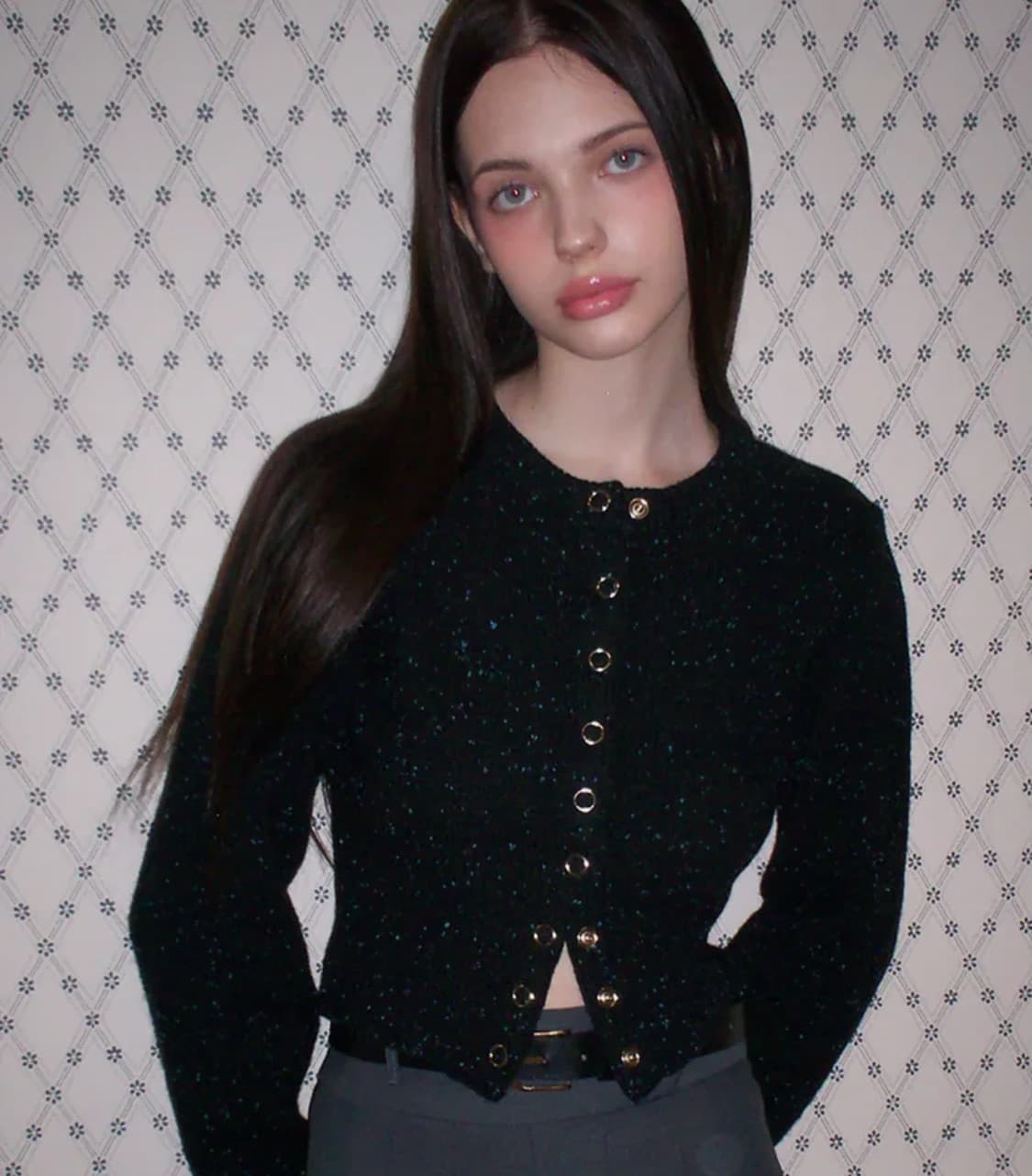 레터프롬문 더스트 파인 울 가디건 블랙 상품이미지1