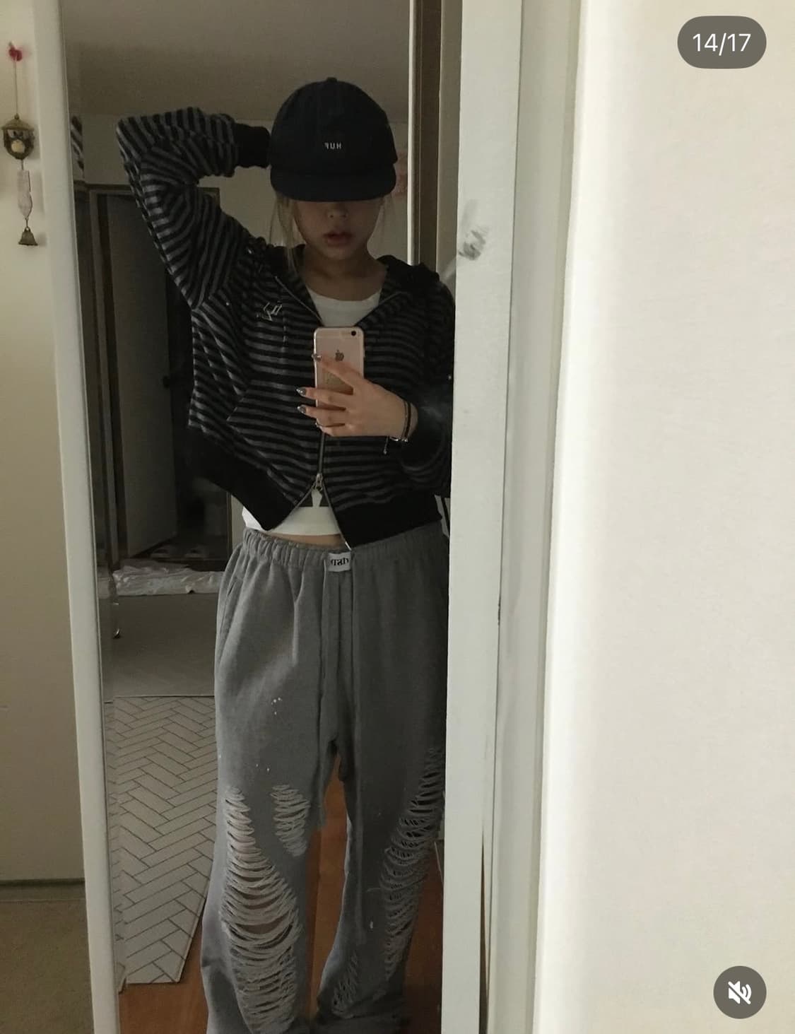 퍼지스캔 스트라이프 후드 집업 (실착 1회) 상품이미지2