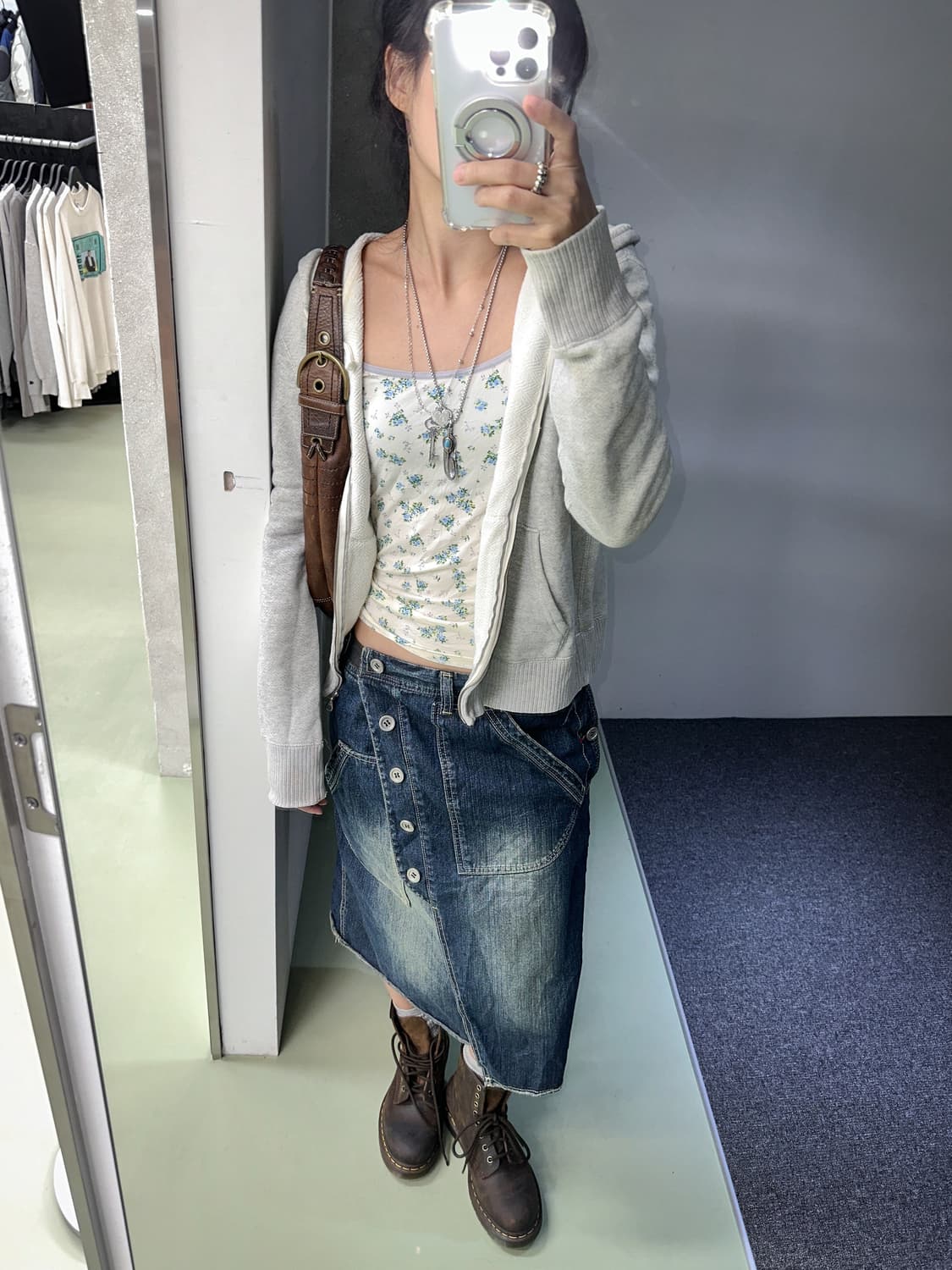 belted denim wrap skirt  상품이미지4